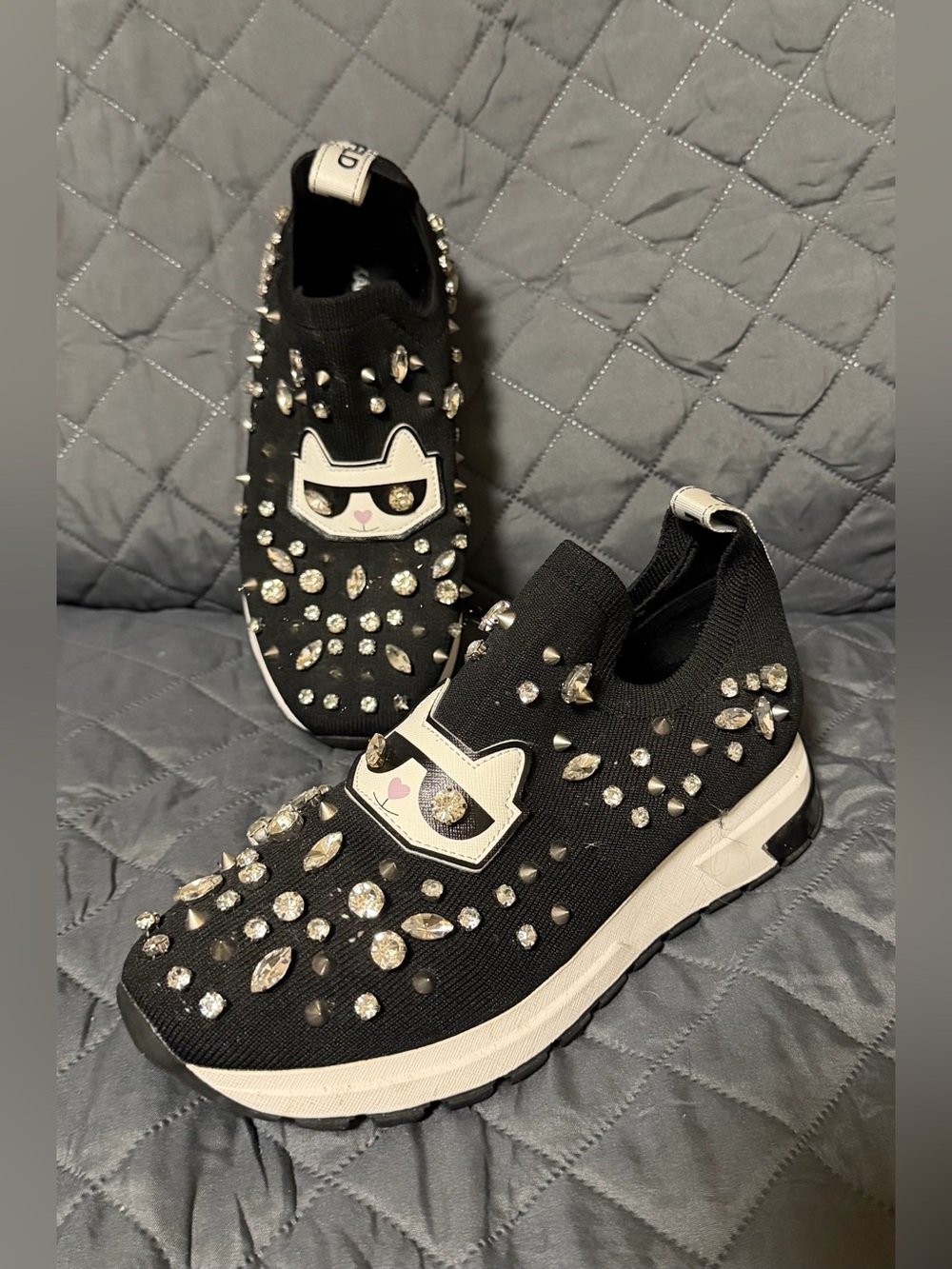 Karl Lagerfeld Paris Women's Malna Embellished Pull-On Sneakers Size 8